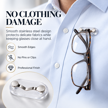 Magnetic Glasses Holder - Premium Strength Magnetic Hold - Fits All Frames