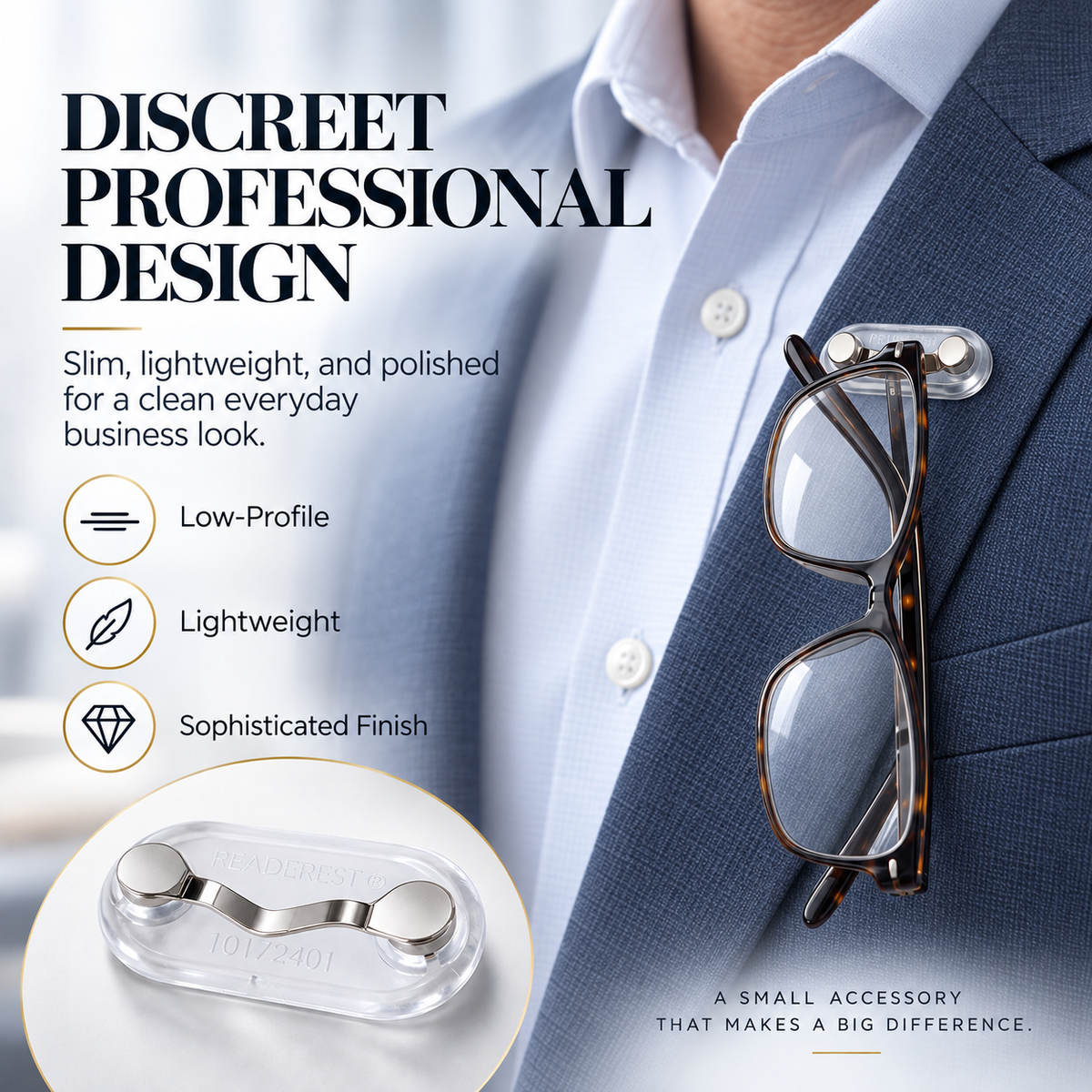 Magnetic Glasses Holder - Premium Strength Magnetic Hold - Fits All Frames