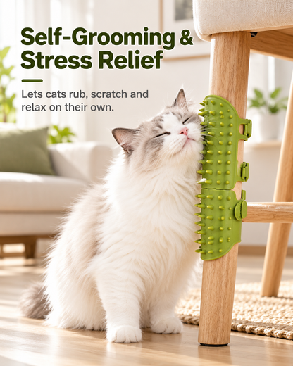 "Say goodbye to cat hair with this self-cleaning grooming comb!  Keep your furry friend happy and your home hair-free. Perfect for scratching and rubbing. Get yours now!