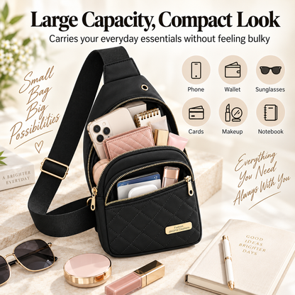 Women's Solid Color Quilted Waterproof Belt Bag - Adjustable Strap, Large Capacity, Matching Multiple Pockets, Versatile Casual Daily Use, Ideal Gifts for Women