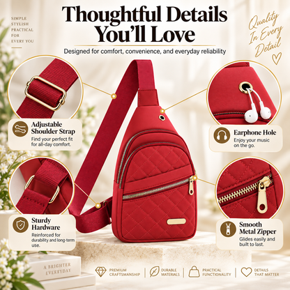 Women's Solid Color Quilted Waterproof Belt Bag - Adjustable Strap, Large Capacity, Matching Multiple Pockets, Versatile Casual Daily Use, Ideal Gifts for Women