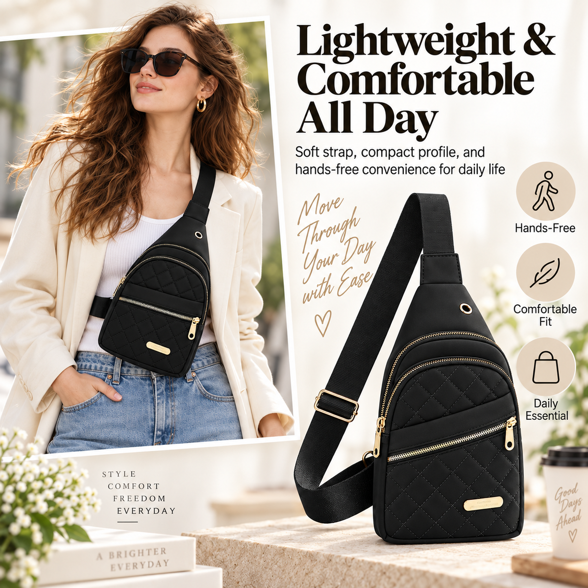 Women's Solid Color Quilted Waterproof Belt Bag - Adjustable Strap, Large Capacity, Matching Multiple Pockets, Versatile Casual Daily Use, Ideal Gifts for Women