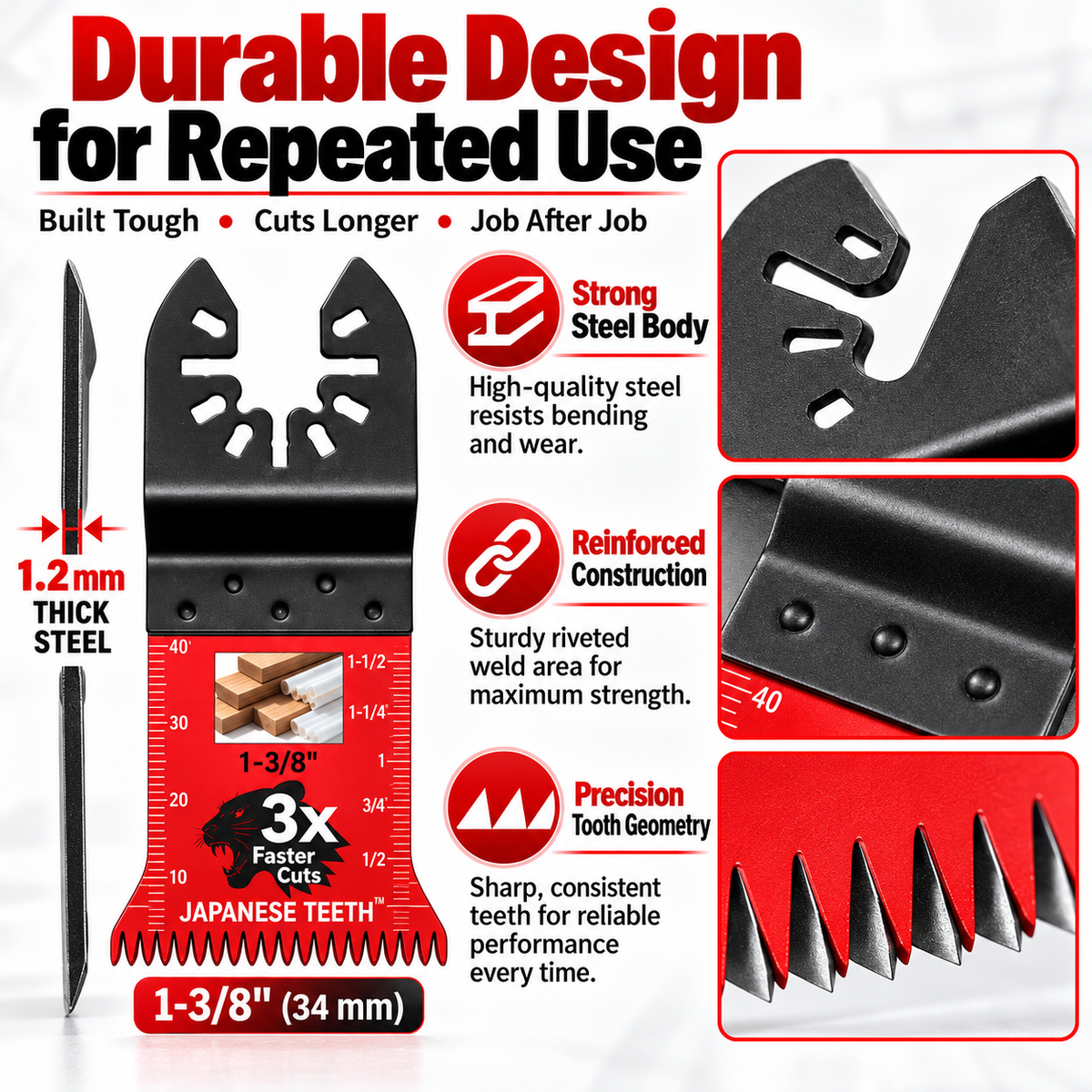 Multifunctional Professional Japanese Teeth Fast Cutting Oscillating Blade, Compatible with Major Tools, Durable Design