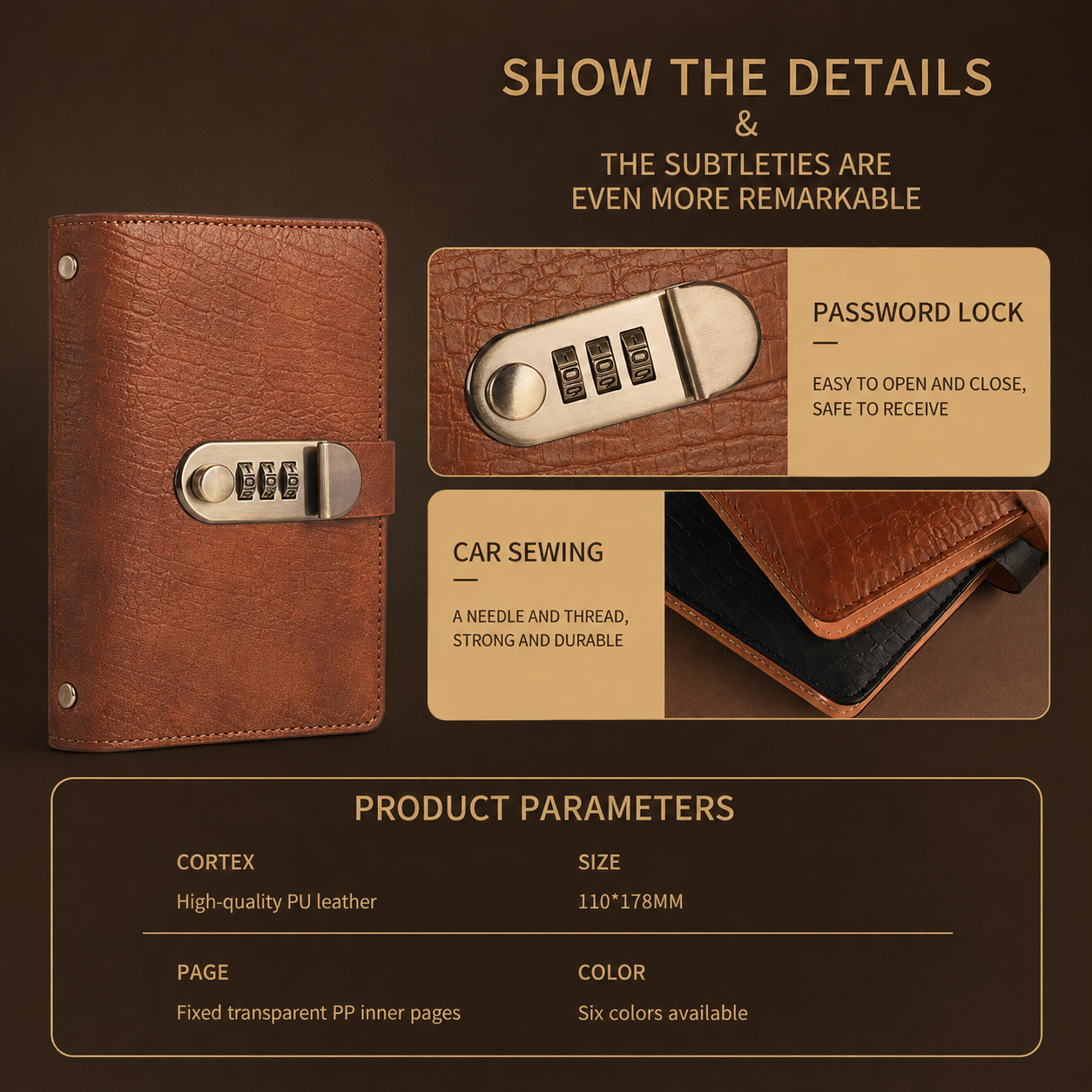 Transparent-Pocket Currency Collectors Album, Top-Grade PU Leather, Password Lock, Durable Material, Secure Protection, Large Capacity Storage
