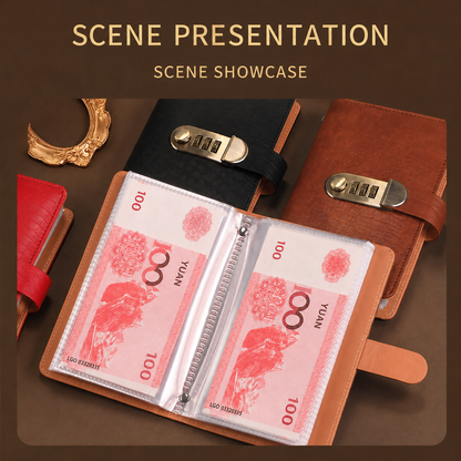 Transparent-Pocket Currency Collectors Album, Top-Grade PU Leather, Password Lock, Durable Material, Secure Protection, Large Capacity Storage