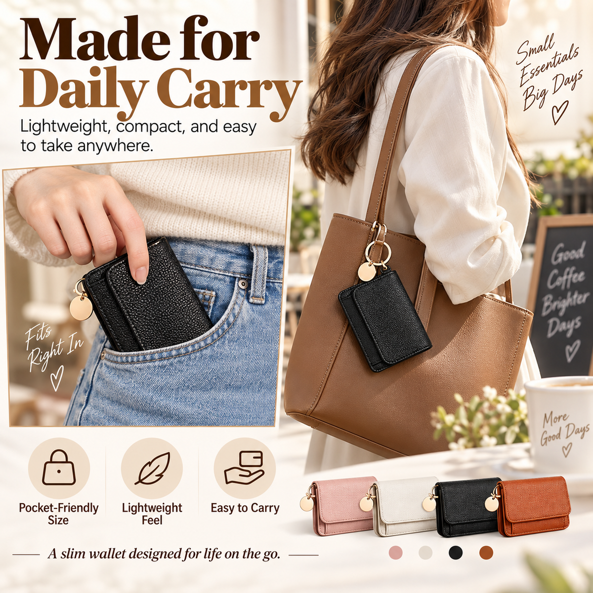 Luna Mini Wallet | Elegant Slim Card Holder With Coin Pocket