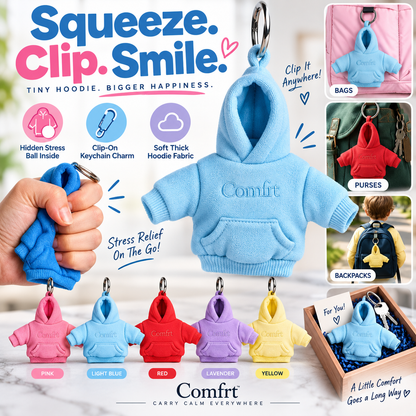 Comfrt | Hoodie Keychain | Miniature Stress Ball Hoodie Clip-On Keychain Charm