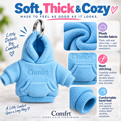 Comfrt | Hoodie Keychain | Miniature Stress Ball Hoodie Clip-On Keychain Charm