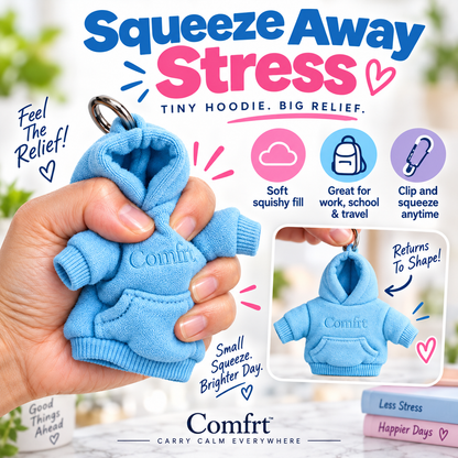 Comfrt | Hoodie Keychain | Miniature Stress Ball Hoodie Clip-On Keychain Charm
