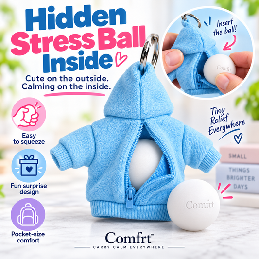 Comfrt | Hoodie Keychain | Miniature Stress Ball Hoodie Clip-On Keychain Charm