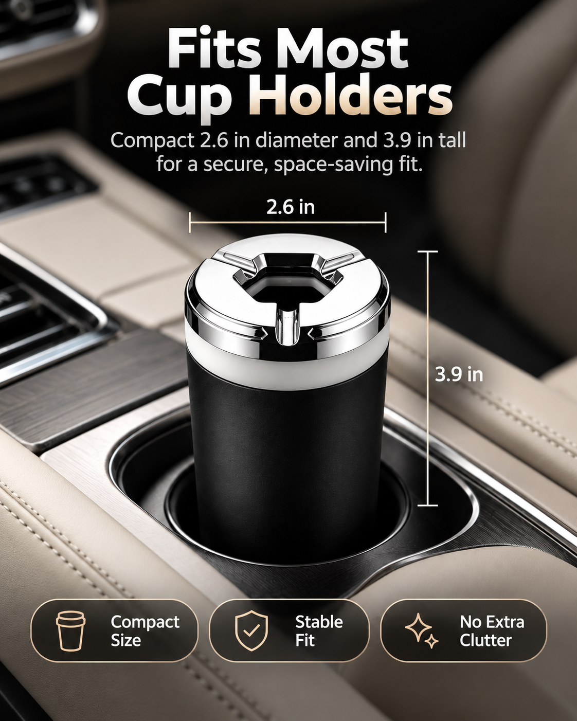Rotating Sealed Lid Car Ashtray Odor Resistant Auto Cigarette Ashtray Fits Vehicle Cup Holder, Heat Proof Easy Clean Car Interior Accessory for Truck SUV Van