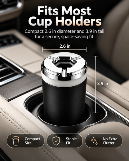Rotating Sealed Lid Car Ashtray Odor Resistant Auto Cigarette Ashtray Fits Vehicle Cup Holder, Heat Proof Easy Clean Car Interior Accessory for Truck SUV Van