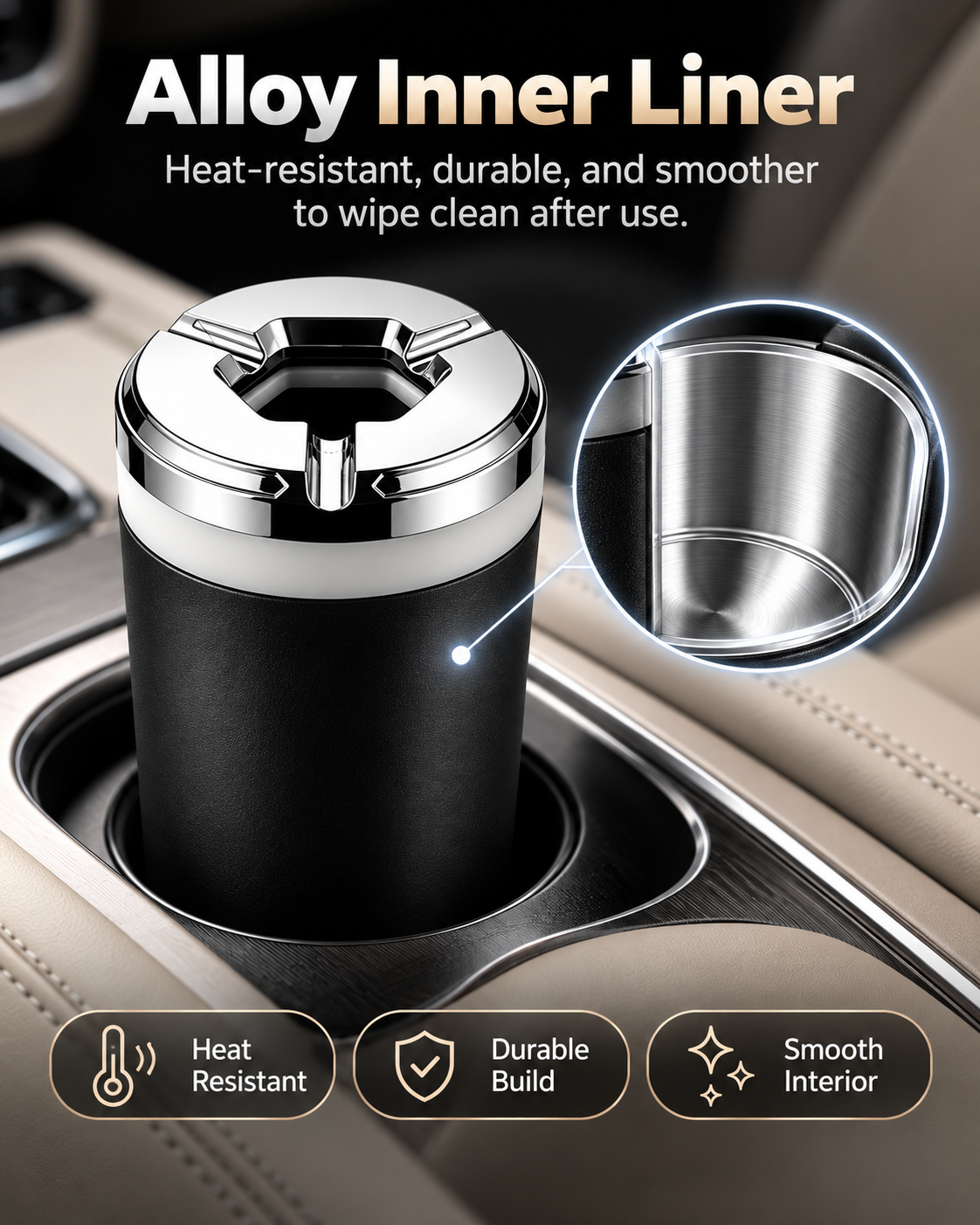 Rotating Sealed Lid Car Ashtray Odor Resistant Auto Cigarette Ashtray Fits Vehicle Cup Holder, Heat Proof Easy Clean Car Interior Accessory for Truck SUV Van