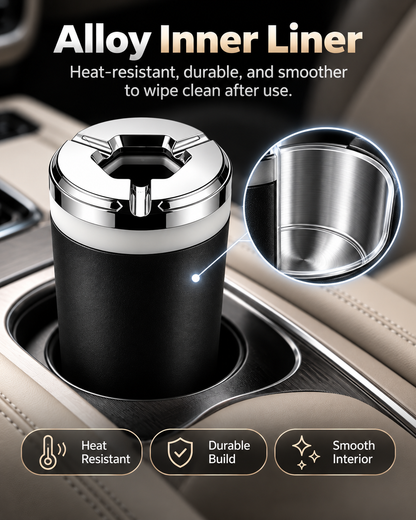 Rotating Sealed Lid Car Ashtray Odor Resistant Auto Cigarette Ashtray Fits Vehicle Cup Holder, Heat Proof Easy Clean Car Interior Accessory for Truck SUV Van