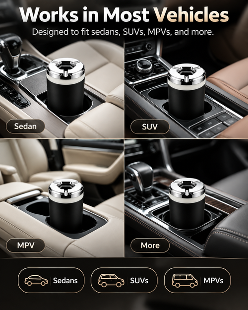 Rotating Sealed Lid Car Ashtray Odor Resistant Auto Cigarette Ashtray Fits Vehicle Cup Holder, Heat Proof Easy Clean Car Interior Accessory for Truck SUV Van