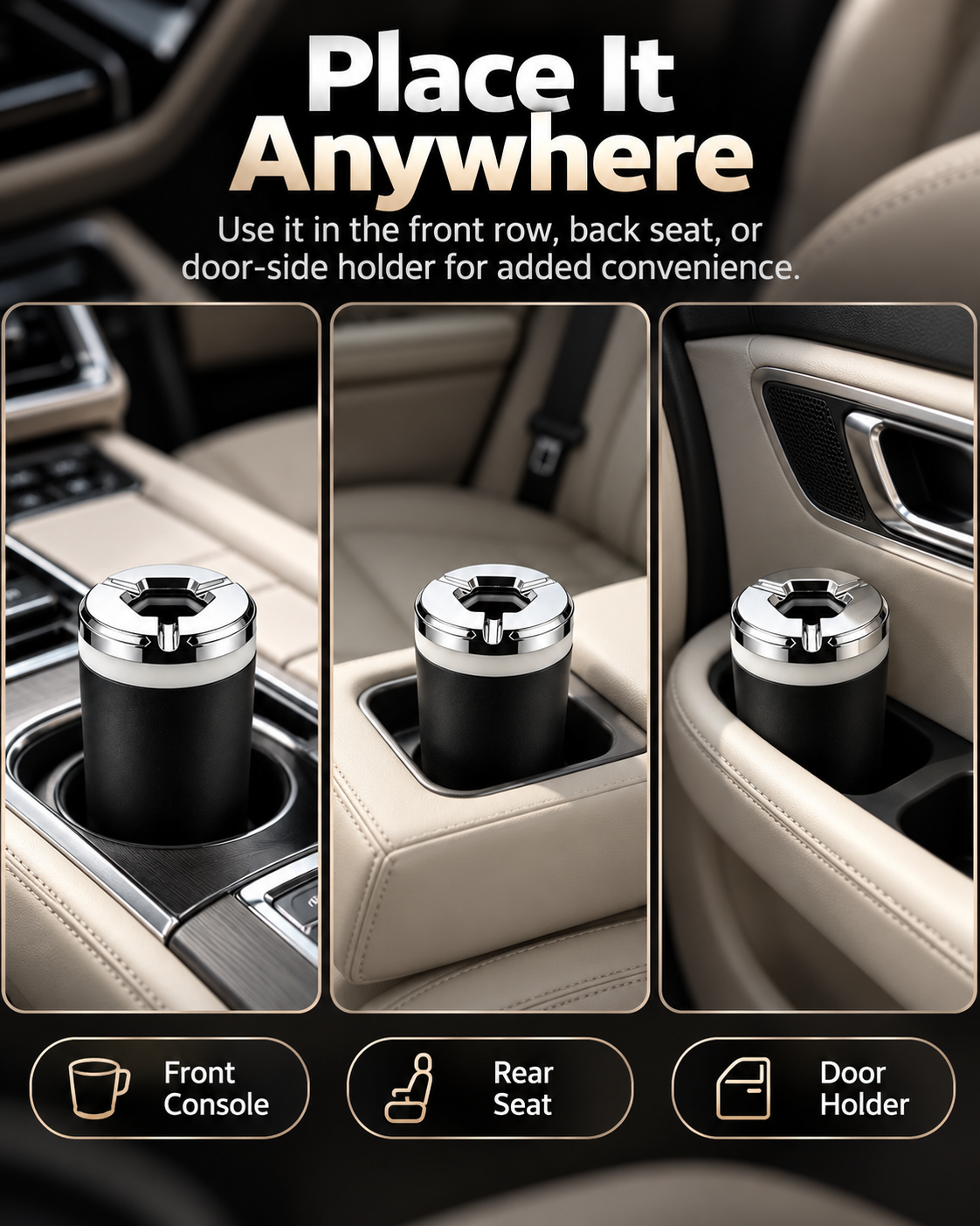 Rotating Sealed Lid Car Ashtray Odor Resistant Auto Cigarette Ashtray Fits Vehicle Cup Holder, Heat Proof Easy Clean Car Interior Accessory for Truck SUV Van