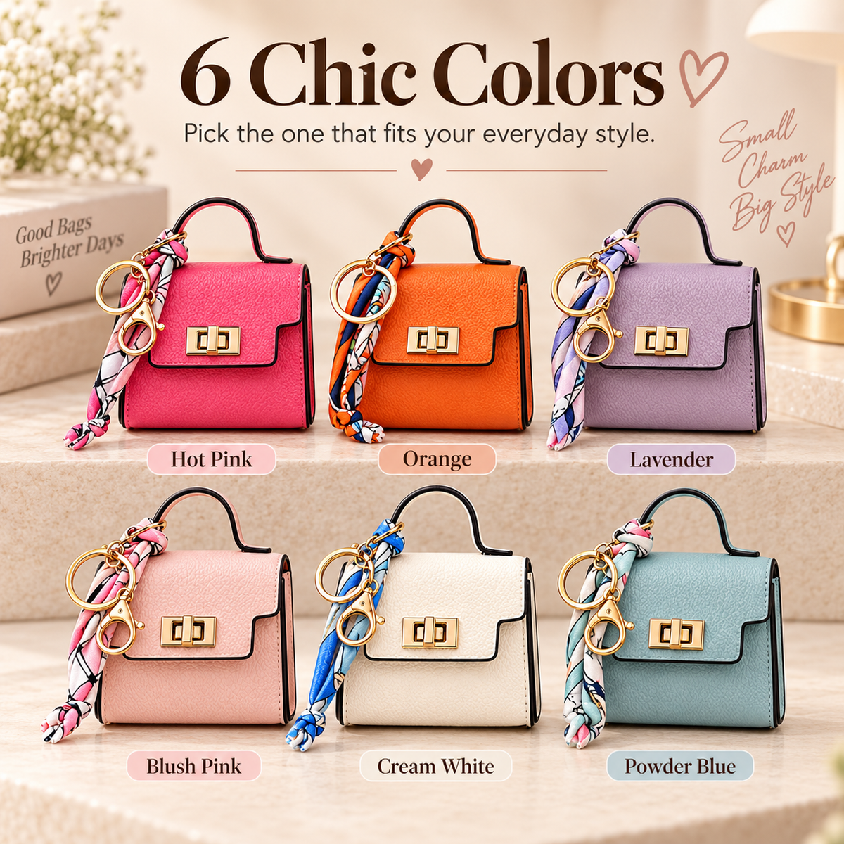 Mini Square Bag Pendant Keychain - High Quality Leather with Colorful Strap, Cute Car Keychain & Bag Charm Accessory