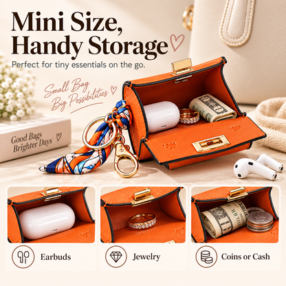 Mini Square Bag Pendant Keychain - High Quality Leather with Colorful Strap, Cute Car Keychain & Bag Charm Accessory