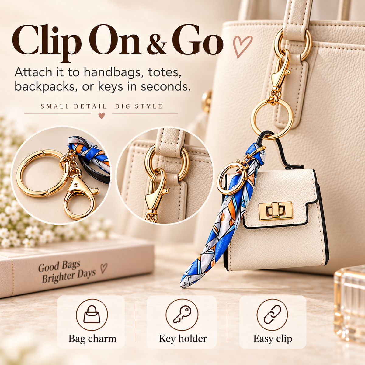 Mini Square Bag Pendant Keychain - High Quality Leather with Colorful Strap, Cute Car Keychain & Bag Charm Accessory