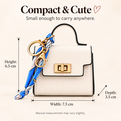 Mini Square Bag Pendant Keychain - High Quality Leather with Colorful Strap, Cute Car Keychain & Bag Charm Accessory