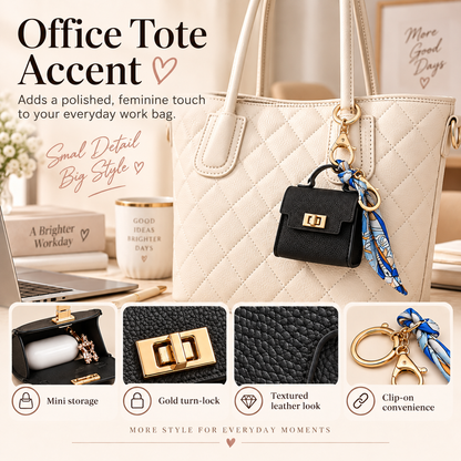 Mini Square Bag Pendant Keychain - High Quality Leather with Colorful Strap, Cute Car Keychain & Bag Charm Accessory