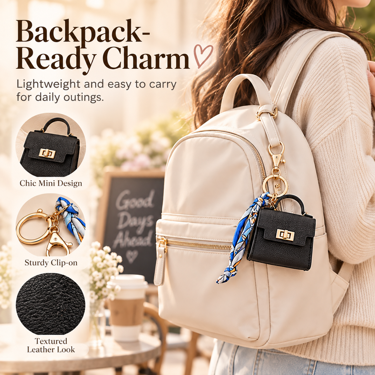 Mini Square Bag Pendant Keychain - High Quality Leather with Colorful Strap, Cute Car Keychain & Bag Charm Accessory