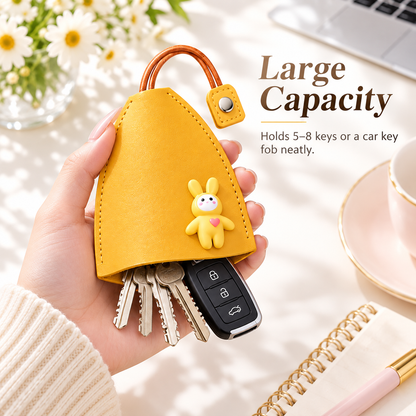 Cute Cartoon Pull-out Key Case, Portable Leather Car Key Holder, Quick Pull Design Anti-Scratch Key Pouch, Kawaii Key Bag for Women Gift