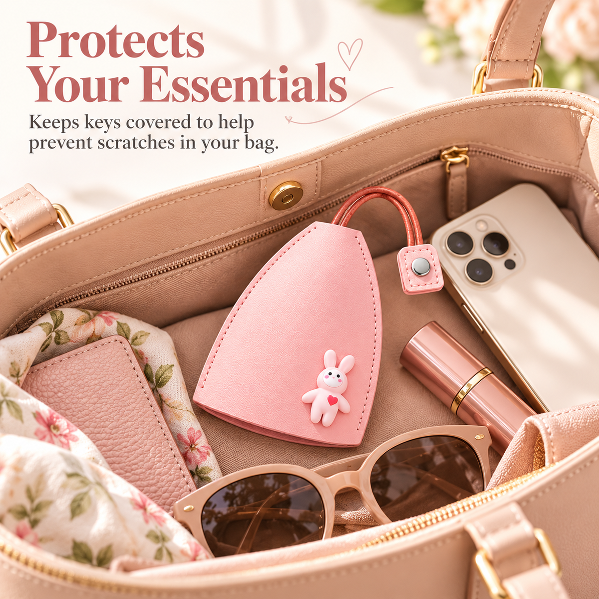 Cute Cartoon Pull-out Key Case, Portable Leather Car Key Holder, Quick Pull Design Anti-Scratch Key Pouch, Kawaii Key Bag for Women Gift