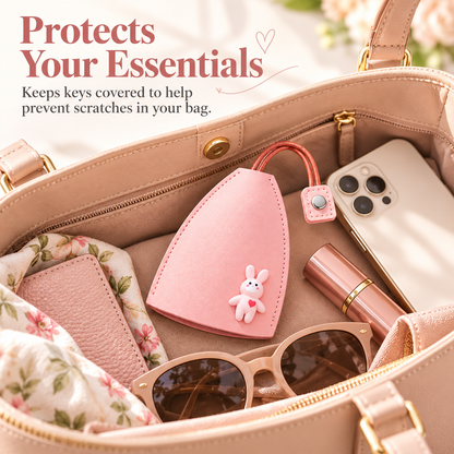 Cute Cartoon Pull-out Key Case, Portable Leather Car Key Holder, Quick Pull Design Anti-Scratch Key Pouch, Kawaii Key Bag for Women Gift