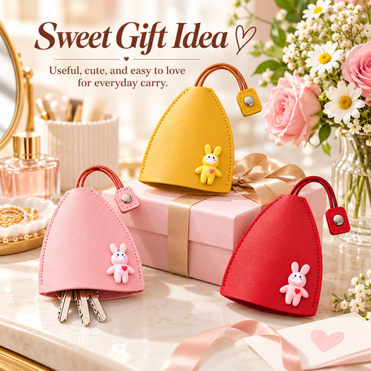 Cute Cartoon Pull-out Key Case, Portable Leather Car Key Holder, Quick Pull Design Anti-Scratch Key Pouch, Kawaii Key Bag for Women Gift