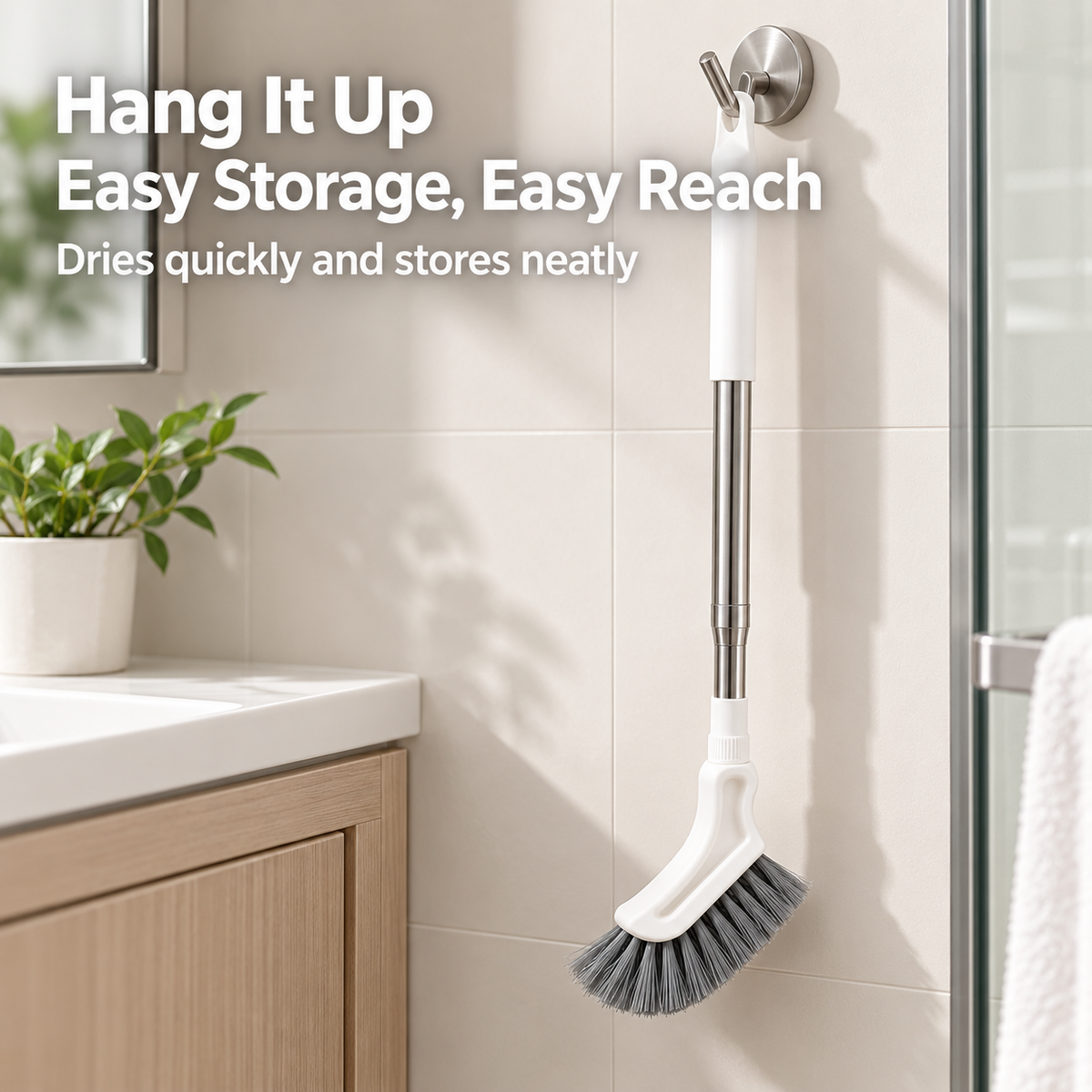 Adjustable Length Stainless Steel Telescopic Long Handle Crevice Cleaning Brush, Narrow Gap Cleaner for Bathroom, Hard-to-Reach Spaces