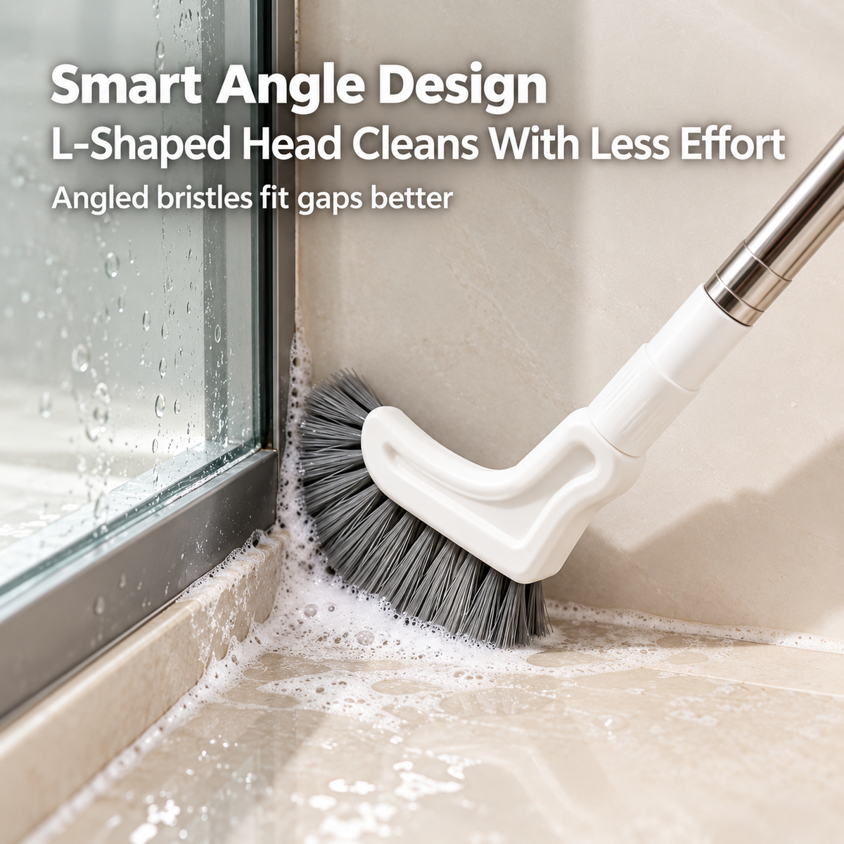 Adjustable Length Stainless Steel Telescopic Long Handle Crevice Cleaning Brush, Narrow Gap Cleaner for Bathroom, Hard-to-Reach Spaces