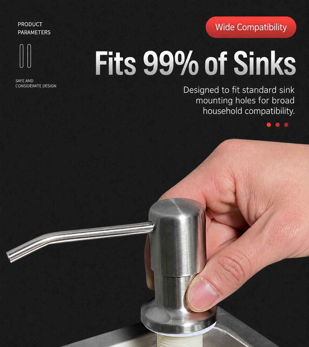 Dish Soap Dispenser for Kitchen Sink (Brushed Nickel), Countertop Sink Soap Dispenser Water Pump with 47” No-Spill Extension Tube Kit Design for Kitchen Bathroom, No More Refills