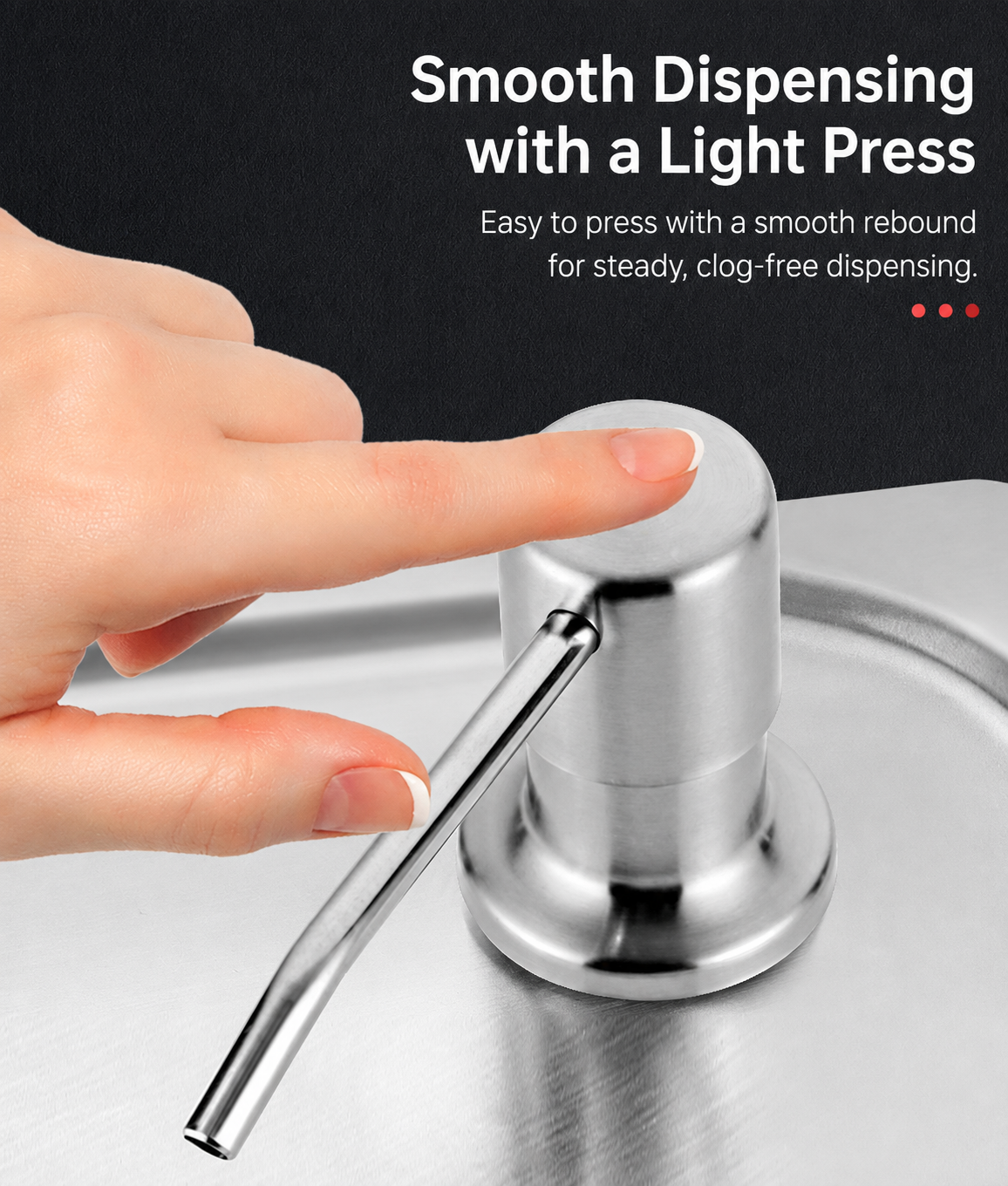 Dish Soap Dispenser for Kitchen Sink (Brushed Nickel), Countertop Sink Soap Dispenser Water Pump with 47” No-Spill Extension Tube Kit Design for Kitchen Bathroom, No More Refills