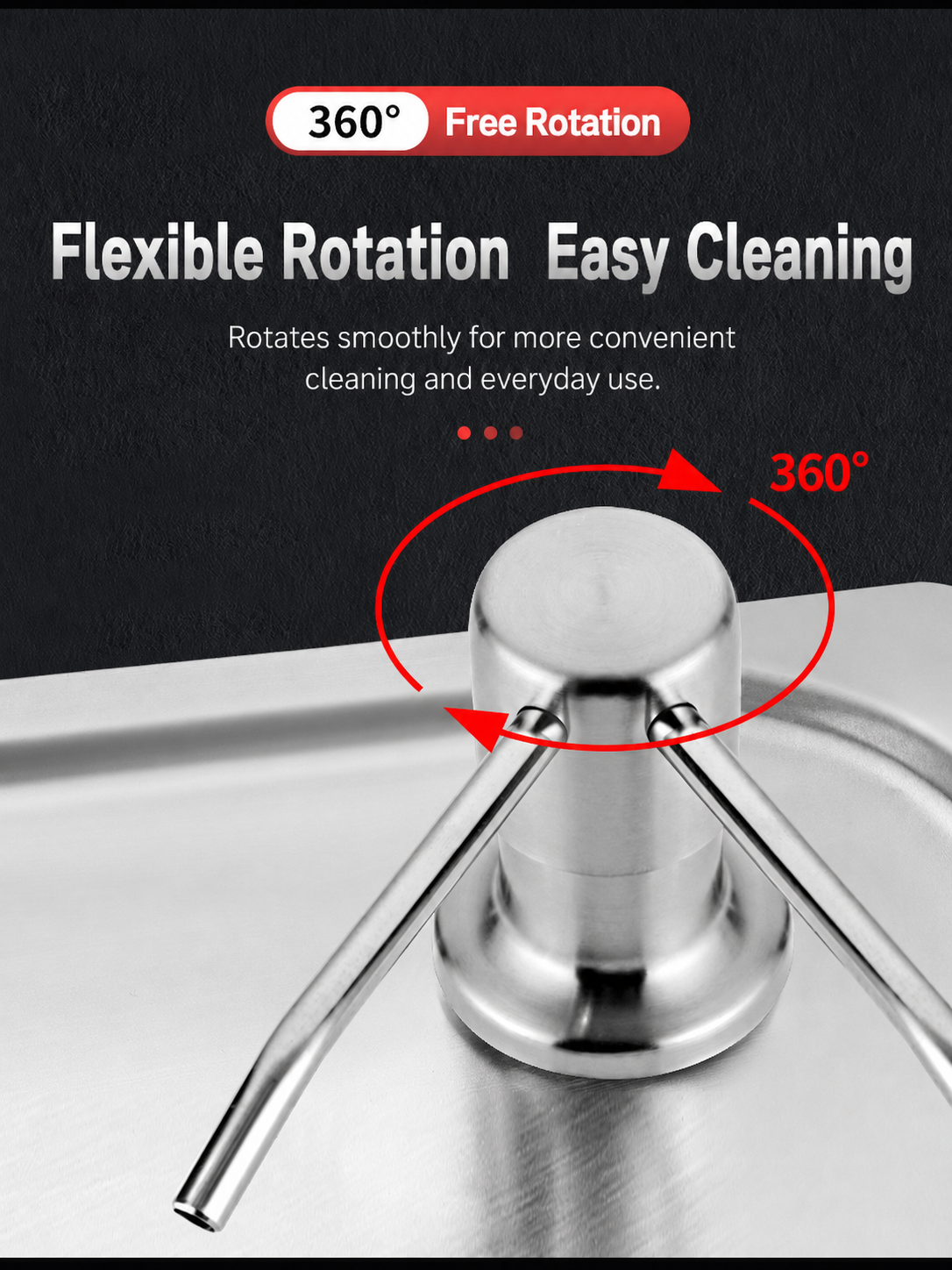 Dish Soap Dispenser for Kitchen Sink (Brushed Nickel), Countertop Sink Soap Dispenser Water Pump with 47” No-Spill Extension Tube Kit Design for Kitchen Bathroom, No More Refills