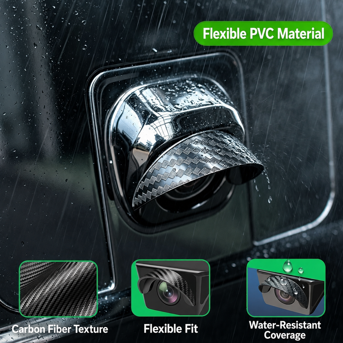 Car Rear‑View Camera Rain Shield, Soft PVC Sun Shade Cover, Waterproof Protector Hood for Reversing Backup Camera, Rain‑Proof Visor Accessory for Car Side & Rear Camera