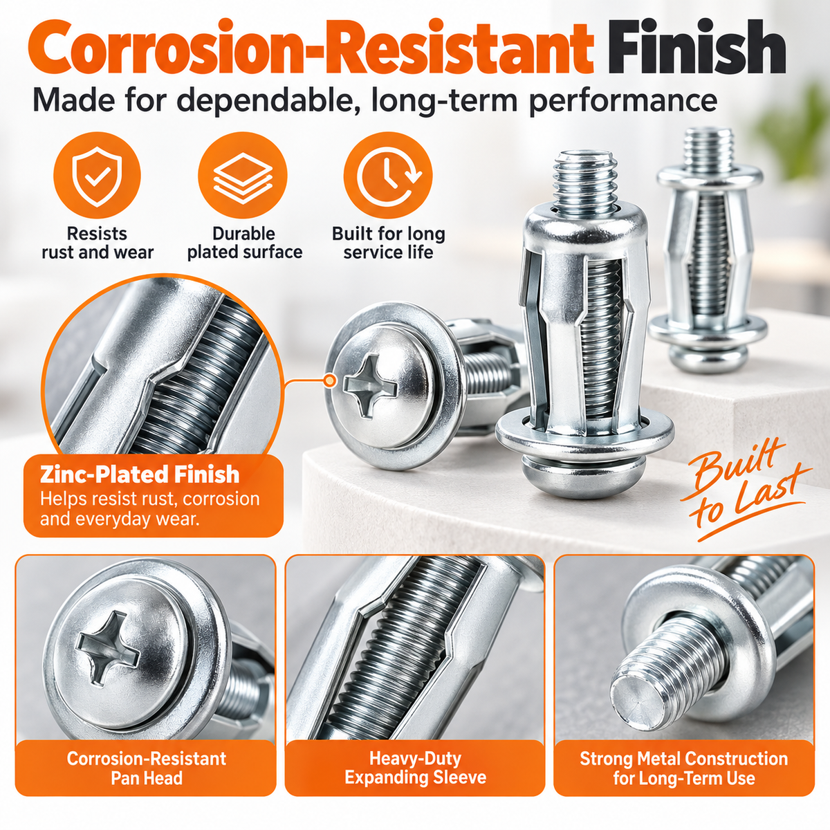 Heavy-Duty Carbon Steel Button Rivet Locking Nuts Set - Durable, Rustproof, Bolt-Compatible Industrial & Furniture Hardware for Panel Fixing, Sheet Metal Repair