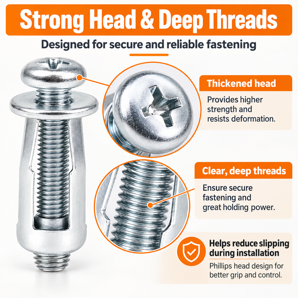 Heavy-Duty Carbon Steel Button Rivet Locking Nuts Set - Durable, Rustproof, Bolt-Compatible Industrial & Furniture Hardware for Panel Fixing, Sheet Metal Repair