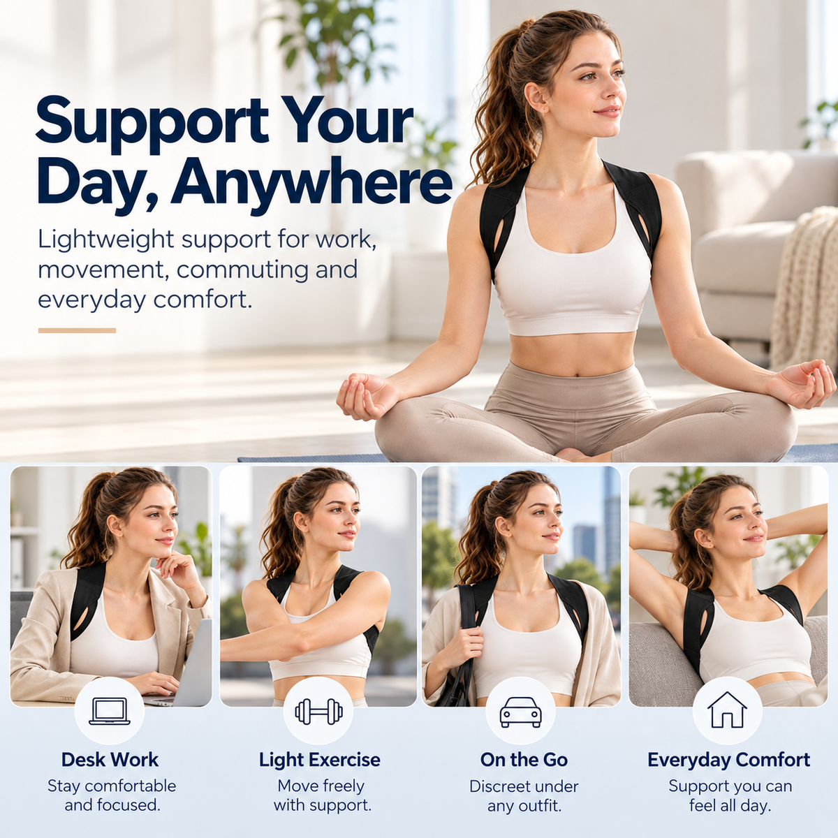 Shoulder Straps - Posture Support Straps for Men & Women – Elastic Back Support, Straight Back Support, Use at Home or in Office (S-XXL)
