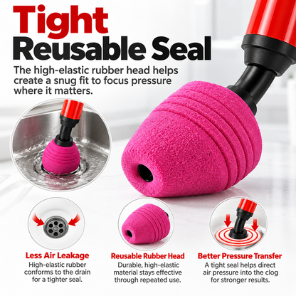 Rubber Toilet Clog Remover Plunger, 1-Piece Tool with Durable Handle, Compact Drain Cleaner for Kitchens & Bathrooms