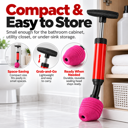 Rubber Toilet Clog Remover Plunger, 1-Piece Tool with Durable Handle, Compact Drain Cleaner for Kitchens & Bathrooms