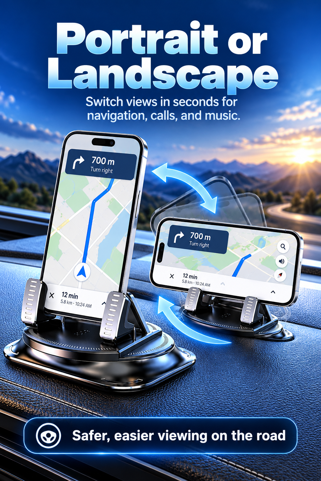 360° Rotating Car Phone Holder with Strong Suction Cup for iPhone & Android