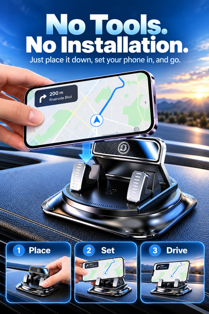 360° Rotating Car Phone Holder with Strong Suction Cup for iPhone & Android