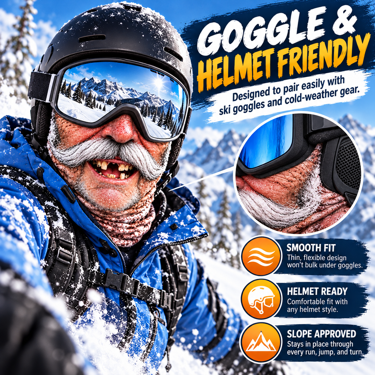 Old Man Ski Winter Face Mask 3D Funny Realistic Face Balaclava Party Gear