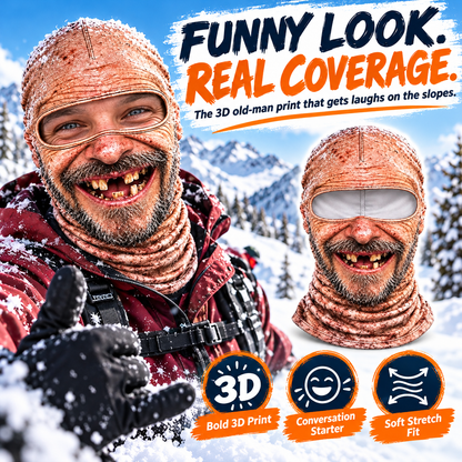 Old Man Ski Winter Face Mask 3D Funny Realistic Face Balaclava Party Gear