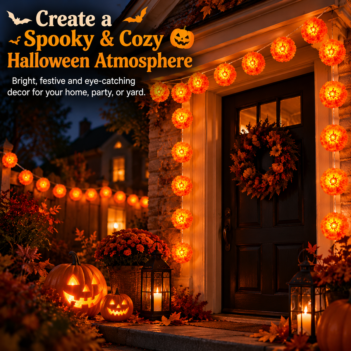 Halloween Sale is LIVE! Get a chance to win a FREE order! This 3m Marigold LED Light creates the perfect Halloween atmosphere for you!