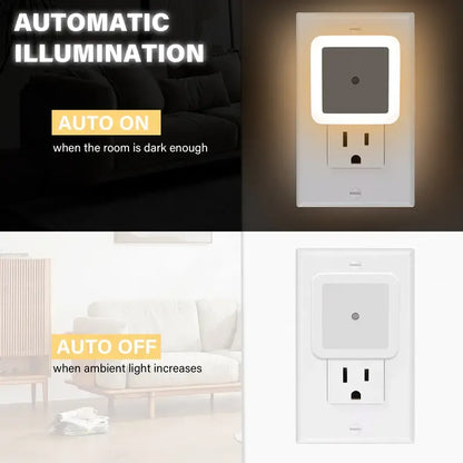 1 Set 6pcs Night Light, Night Lights Plug into Wall , Nightlight Plug in Night Lights, Dusk to Dawn Night Lamp Led Night Light for Bedroom, Bathroom, Hallway Warm White
