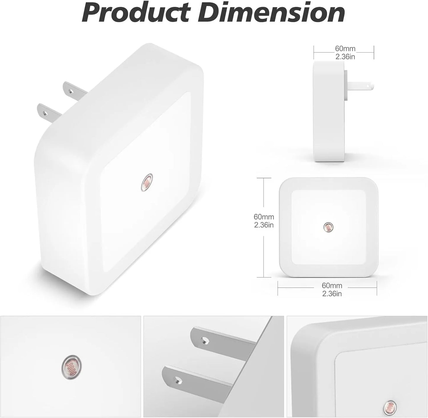 1 Set 6pcs Night Light, Night Lights Plug into Wall , Nightlight Plug in Night Lights, Dusk to Dawn Night Lamp Led Night Light for Bedroom, Bathroom, Hallway Warm White