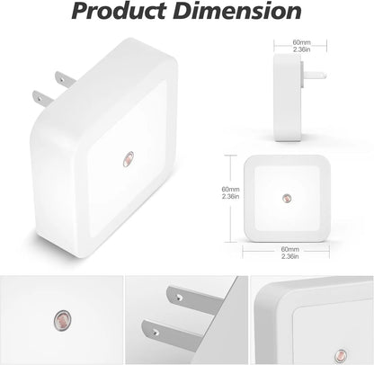 1 Set 6pcs Night Light, Night Lights Plug into Wall , Nightlight Plug in Night Lights, Dusk to Dawn Night Lamp Led Night Light for Bedroom, Bathroom, Hallway Warm White