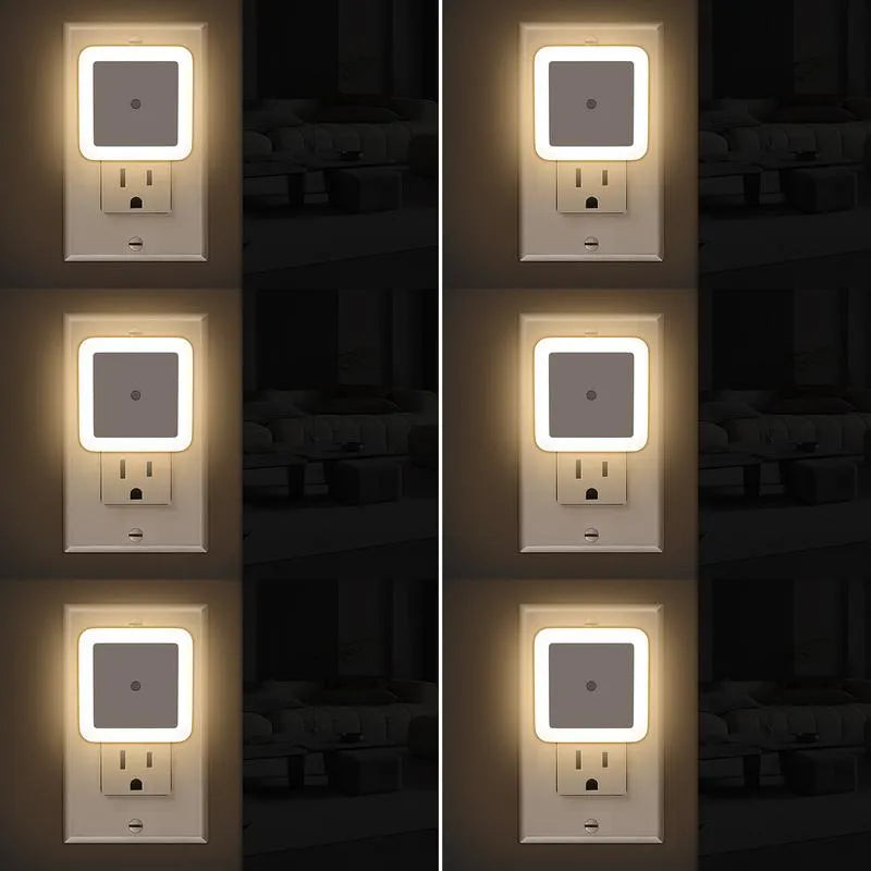 1 Set 6pcs Night Light, Night Lights Plug into Wall , Nightlight Plug in Night Lights, Dusk to Dawn Night Lamp Led Night Light for Bedroom, Bathroom, Hallway Warm White